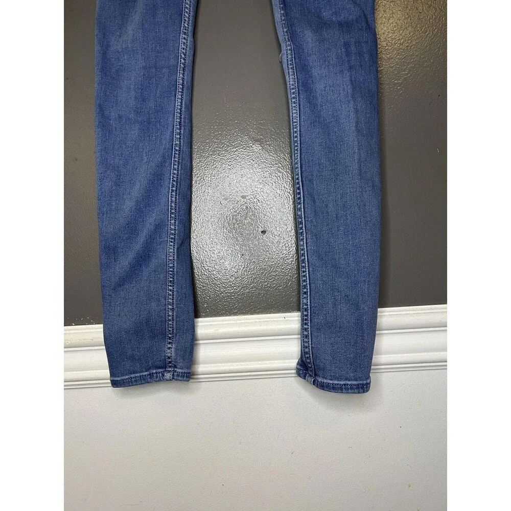 Hollister Jeans Juniors 3R Blue Medium Wash Curvy High Rise Distressed Jegging - Picture 7 of 10